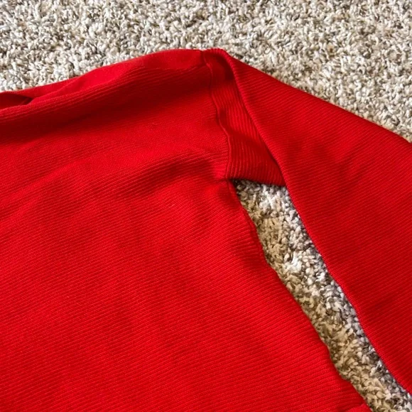 Vibrant Red Women's Sweater with Button Accents - Picture 4 of 12